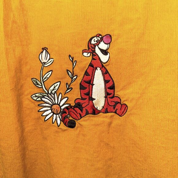 Disney Winnie The Pooh Corduroy Embroidered Button Down Shirt - Orange XL - Picture 8 of 11